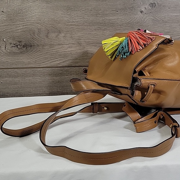 Rebecca Minkoff Tan Leather Backpack with Multicolor Tassels main image 10